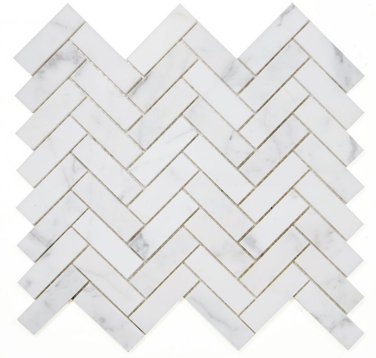 Herringbone Calacatta White Honed 11.25 x 12.5 Mosaic Tile