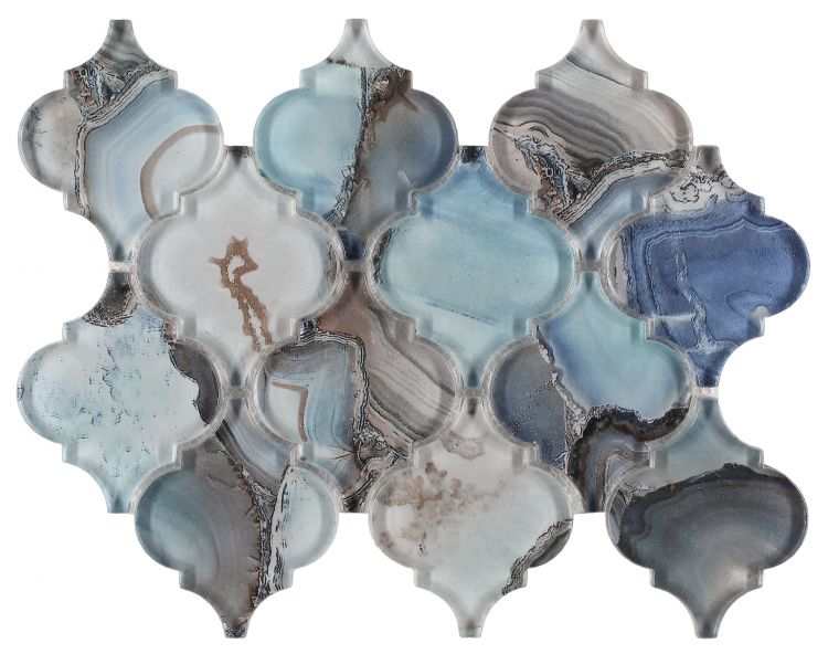 Aladdin Shell Blue 8.75 x 12.25 Mosaic Tile