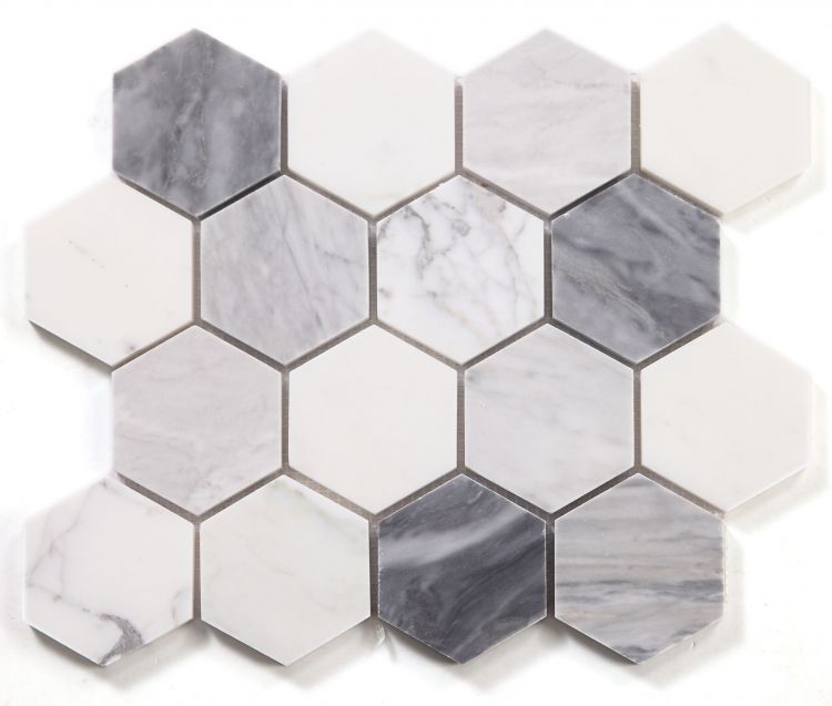 Hexagon Dusk 3 x 3 10 x 11.5 Mosaic Tile