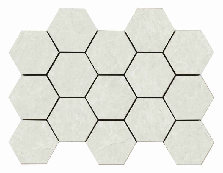 Kraken Light Matte Hexagon Mosaic 3 x 3 - 12.75 x 8.75 Porcelain Mosaic