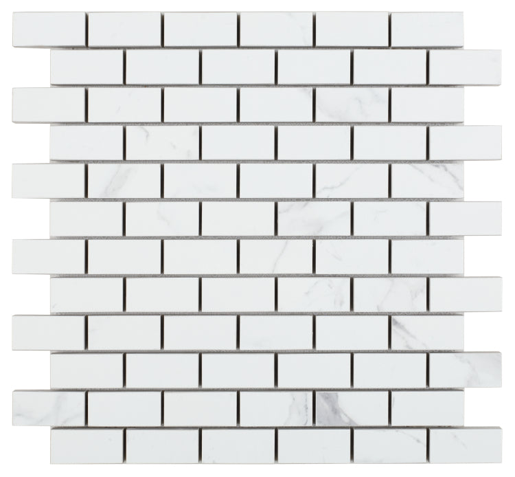 Malaysia Carrara Pre Polished Brick Mosaic 12 x 12 Marble Laminated Porcelain Tile