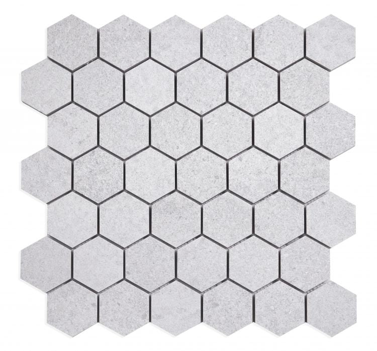 Malaysia Grant Silver 2 x 2 Hexagon Marble Laminated Porcelain Tile