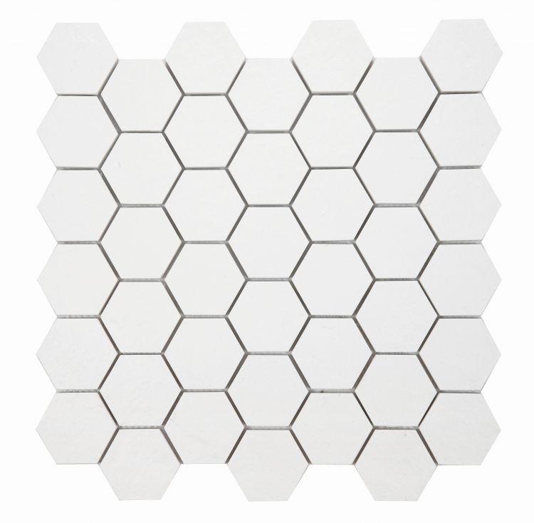 Malaysia Super White Stone Hexagon 2 x 2 12 x 12 Marble Laminated Porcelain Tile