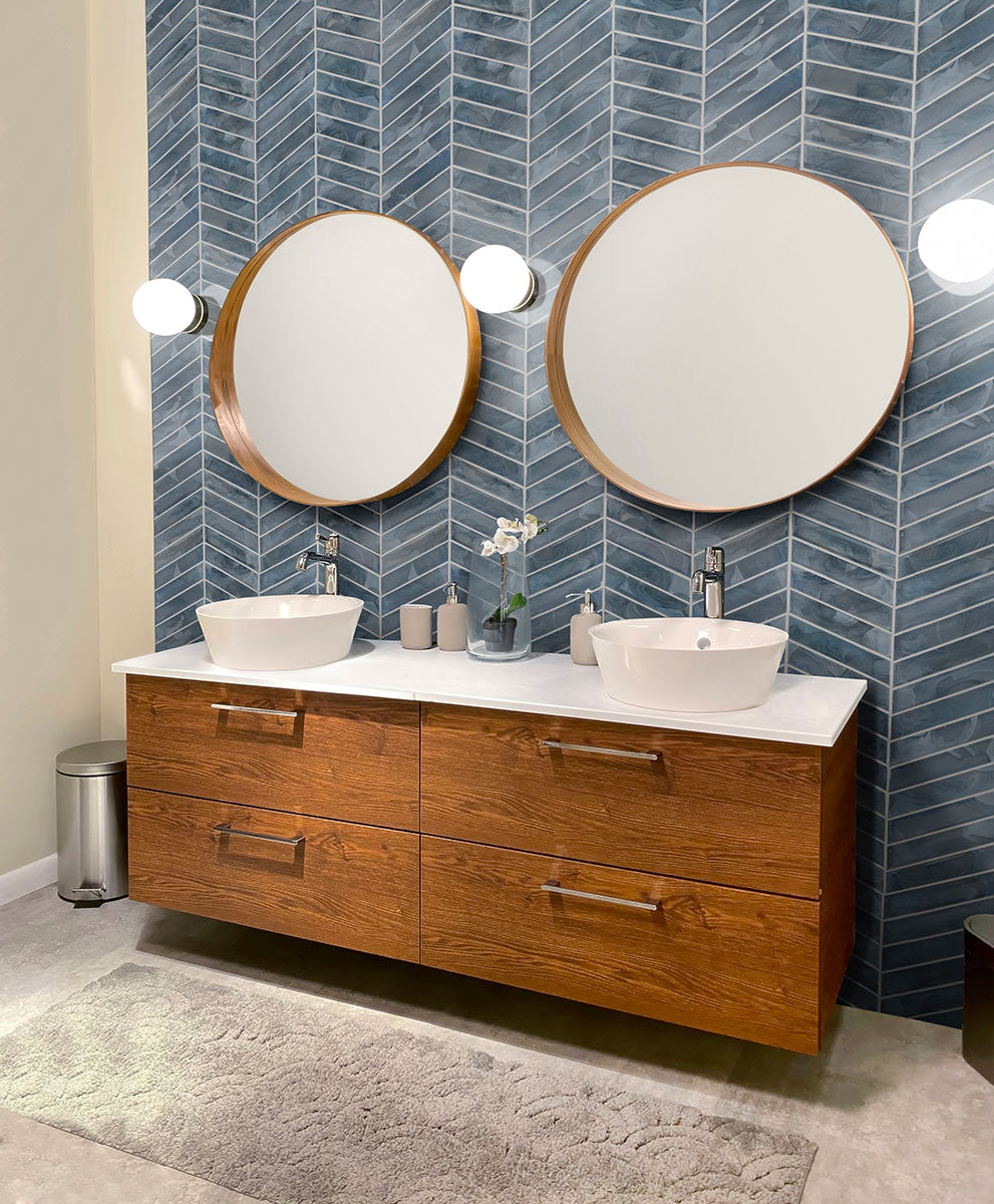 MSI Blue Shimmer Chevron Glass Mosaic Tile - view 4