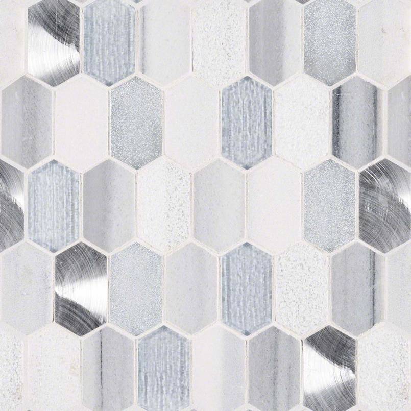 MSI Harlow Picket Glass Stone Metal Mosaic Tile