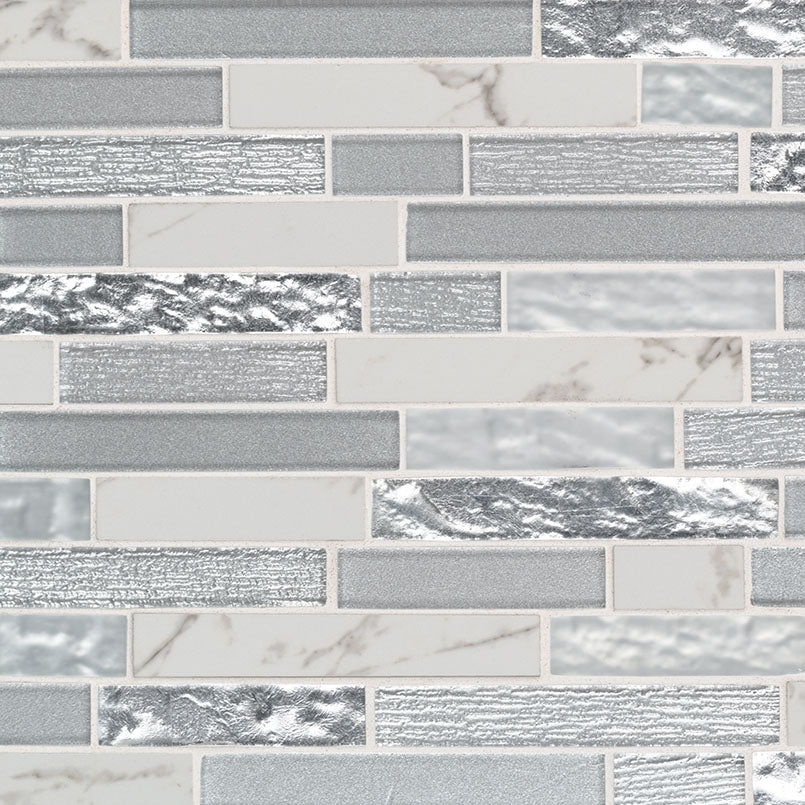MSI Whistler Ice Interlocking Glass & Stone Mosaic Tile