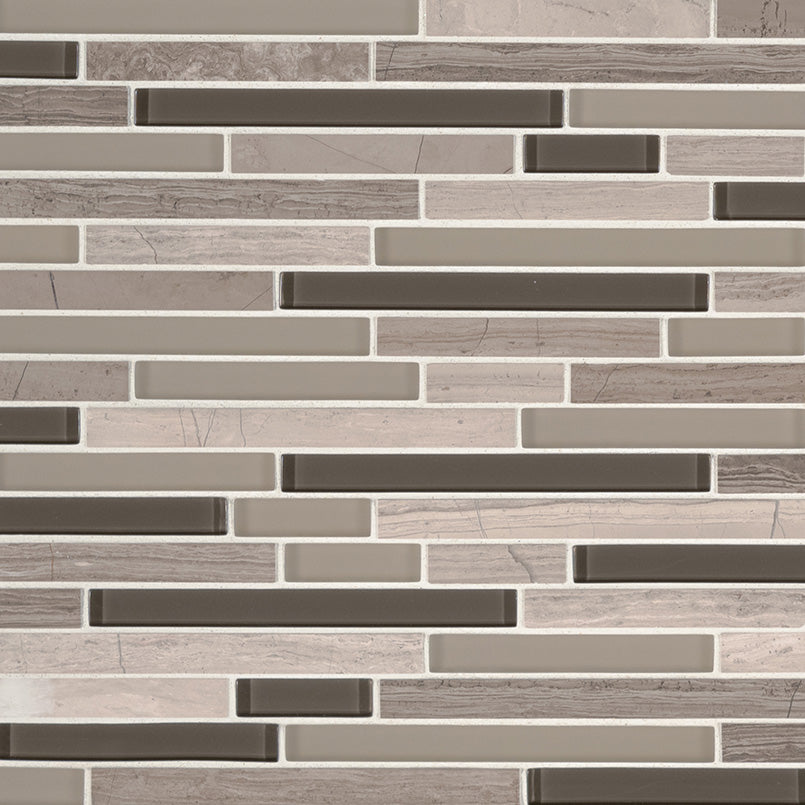 MSI Modello Grigio Interlocking Glass & Stone Mosaic Tile