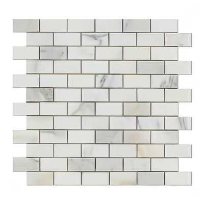 1 X 2 Calacatta Gold Marble Honed Brick Mosaic Tile - heytiles