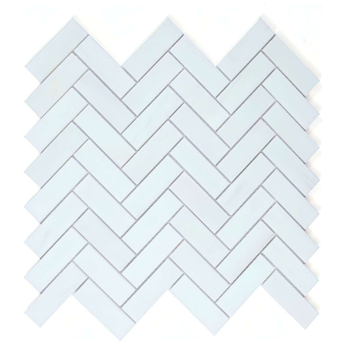 1x3 Dolomite Polished Herringbone on Mesh 12 x 12.75 - Hey Tiles