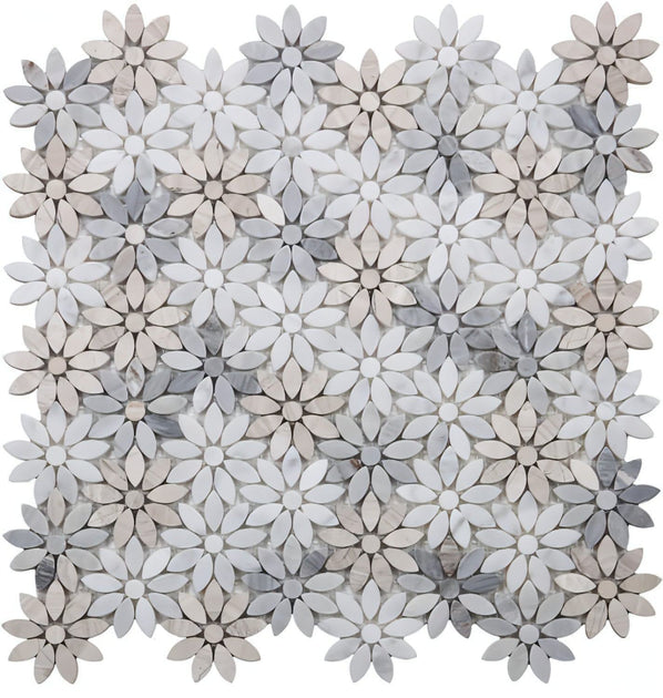 Sample-Kelli Ellis Soli Marble & Mirror Polished Mosaic Tile