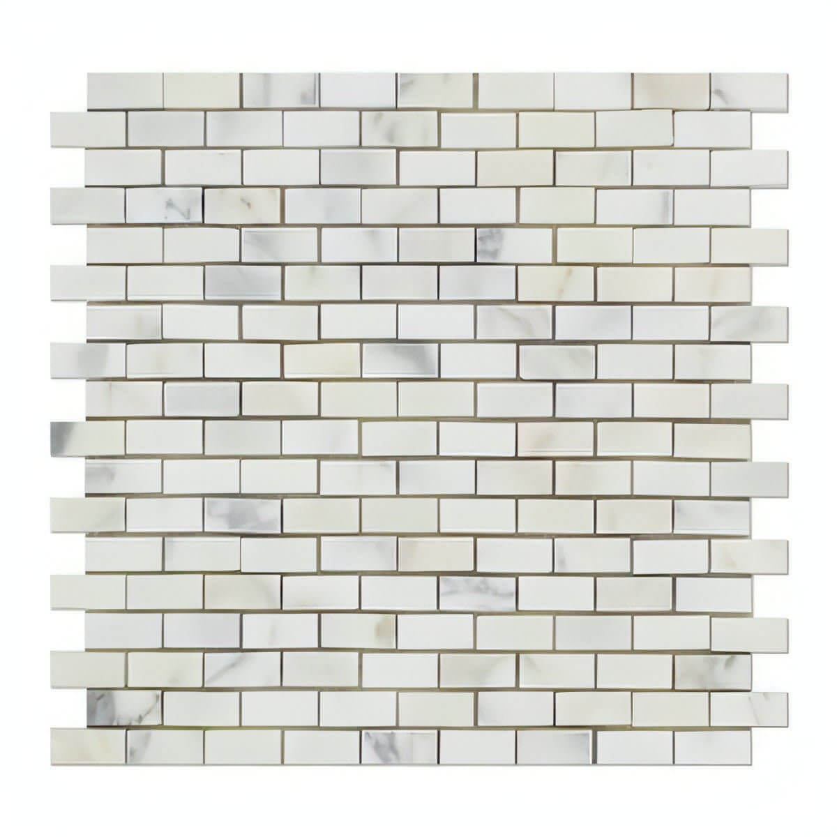 Calacatta Gold Marble Honed Baby Brick Mosaic Tile - Hey Tiles