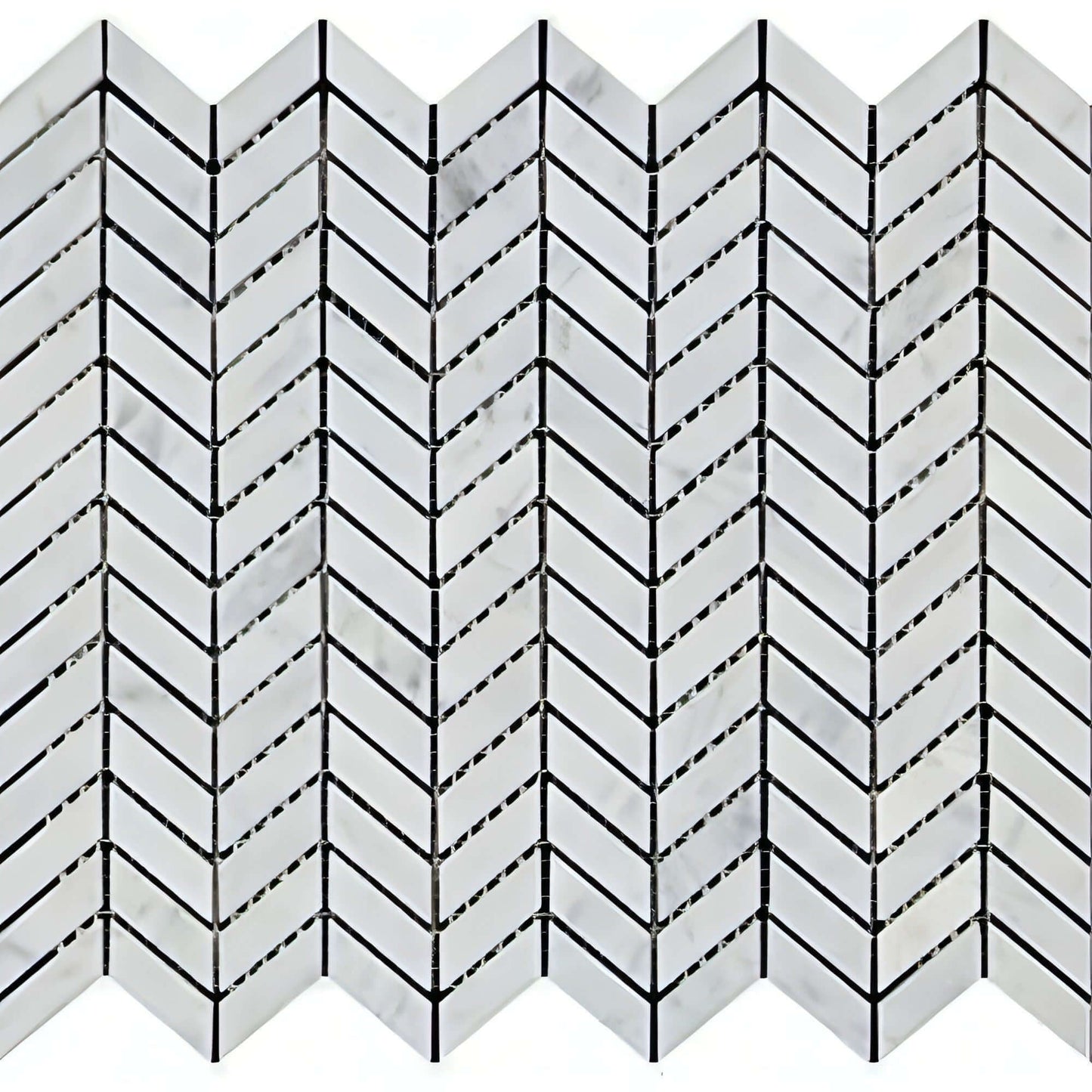 Carrara White Marble Honed Mini Chevron Mosaic Tile - Hey Tiles