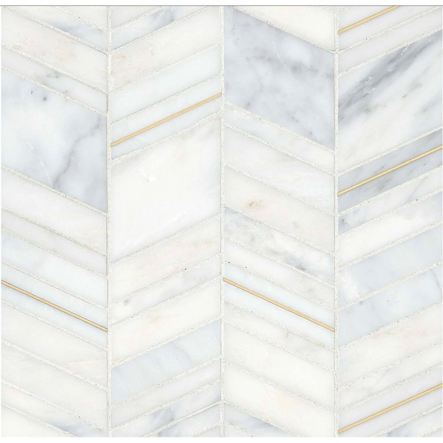 Ferrara Honed Chevron Marble Mosaic Tile in Bianco, - Hey Tiles
