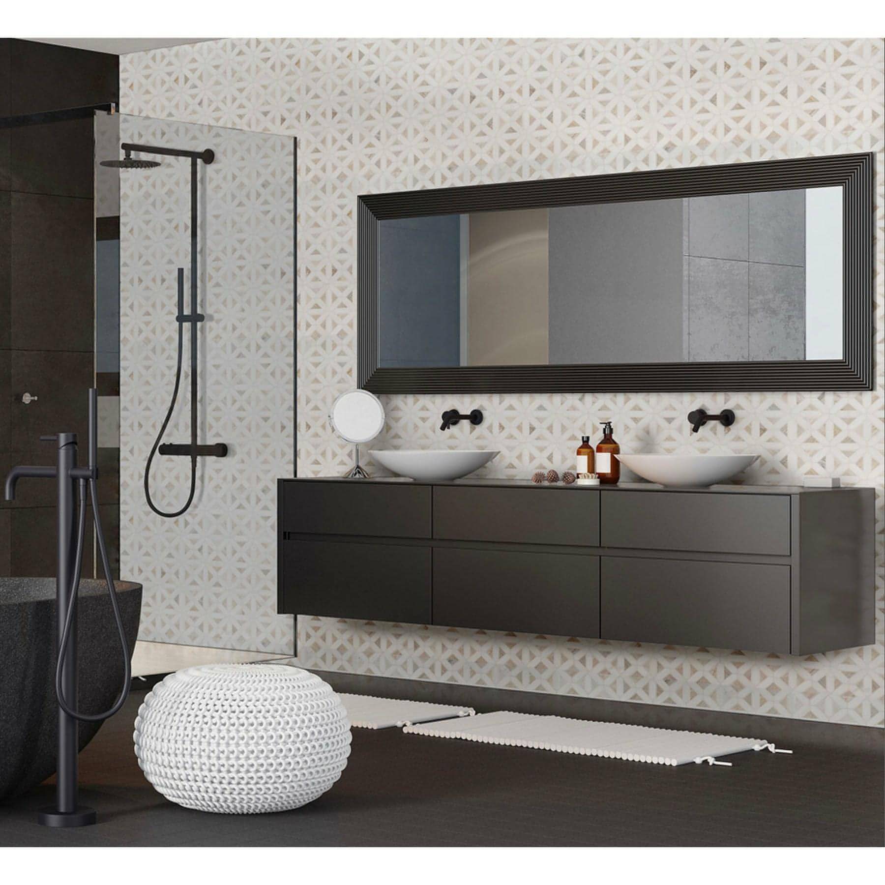 MSI Angora Geometric Pattern Polished Mosaic 12X12 - Hey Tiles