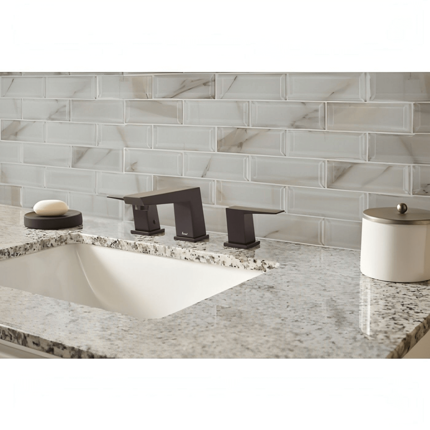 MSI Ivory Amber Beveled Glass Subway Tile - Hey Tiles