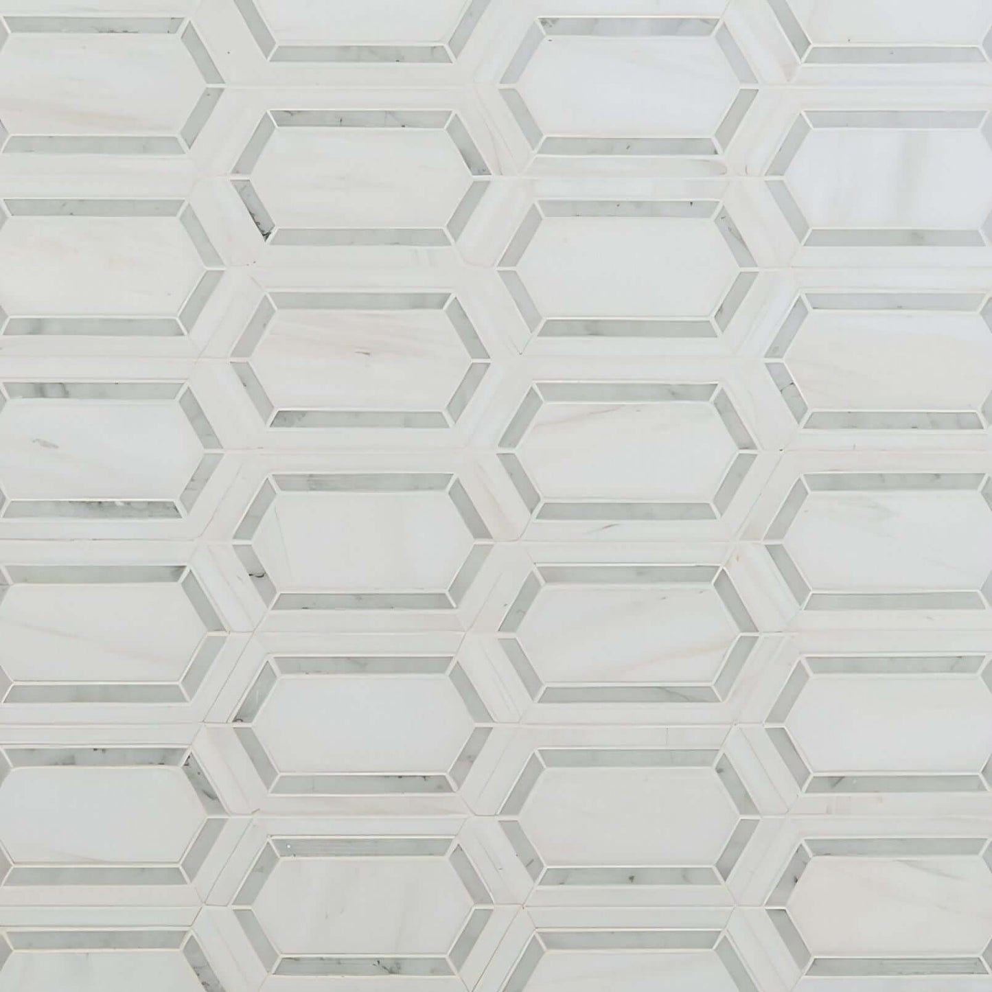 MSI Pavilion Picket 12x12 Polished Bianco Dolomite + Carrara Bianco - Hey Tiles