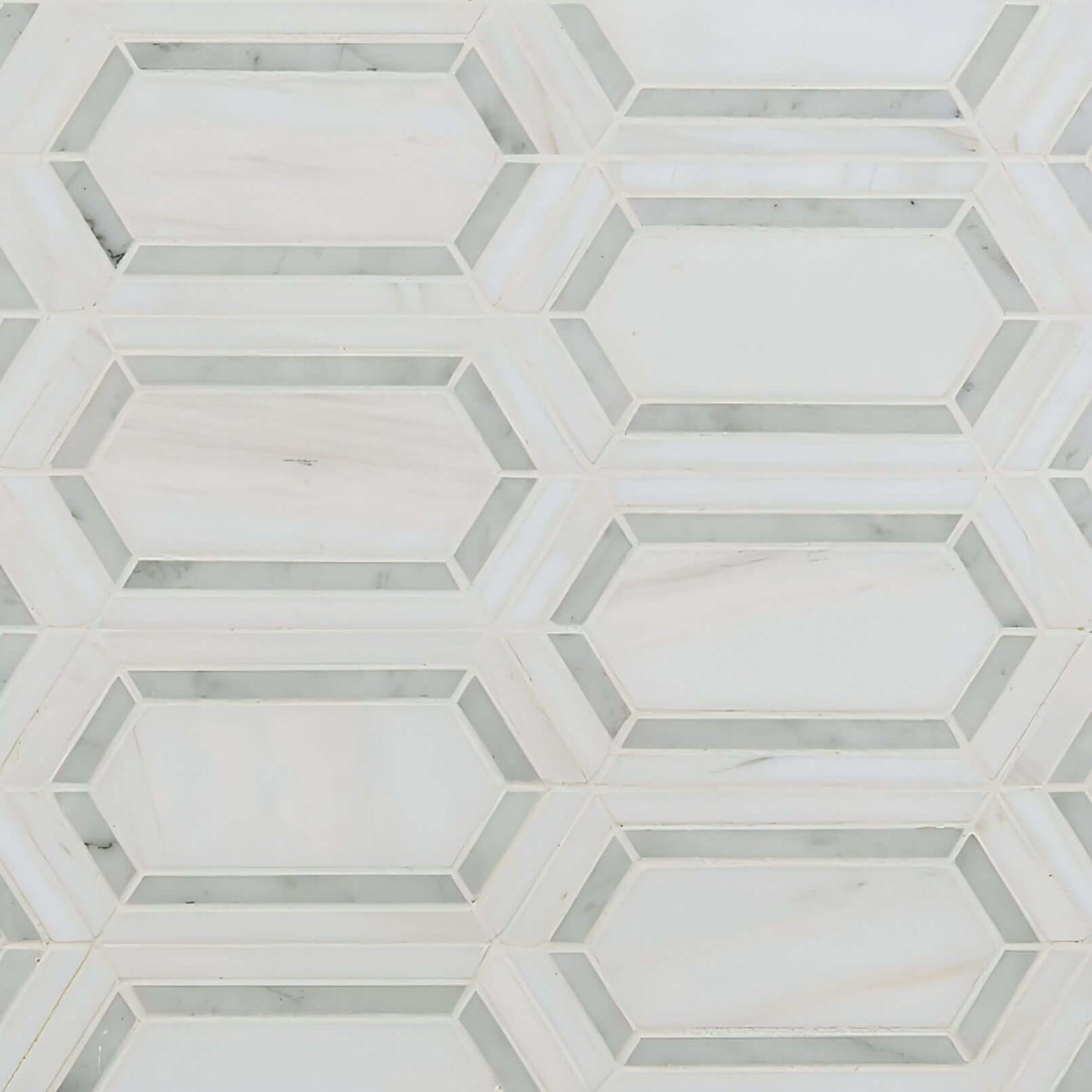 MSI Pavilion Picket 12x12 Polished Bianco Dolomite + Carrara Bianco - Hey Tiles