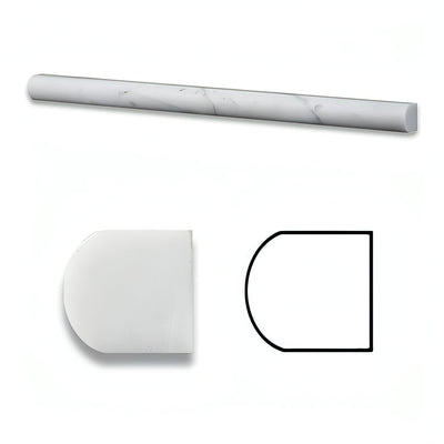 Carrara White Marble Polished 3/4 X 12 Bullnose Liner - heytiles