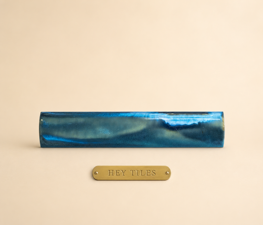 Kawa Series: 1" x 6" Aqua Jade Semi-Gloss Porcelain Bead Molding Trim Tile
