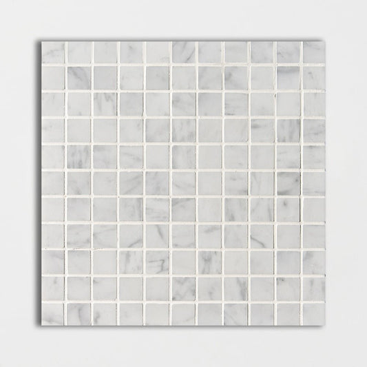 1 x 1 Carrara White Square Marble Mosaic Tile - Hey Tiles