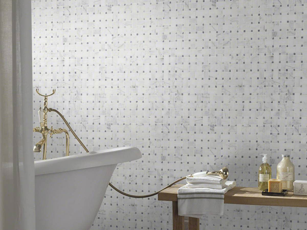 MSI Calacatta Cressa Basketweave Honed Marble Mosaic Tile