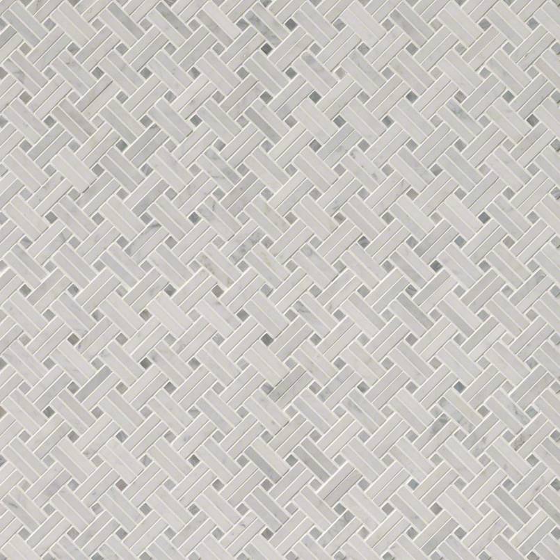 MSI Carrara White Basketweave Polished Marble Mosaic Tile