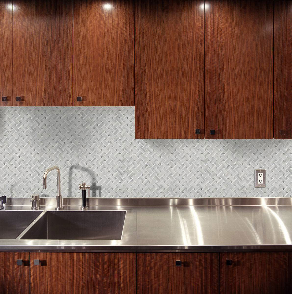 MSI Carrara White Basketweave Polished Marble Mosaic Tile