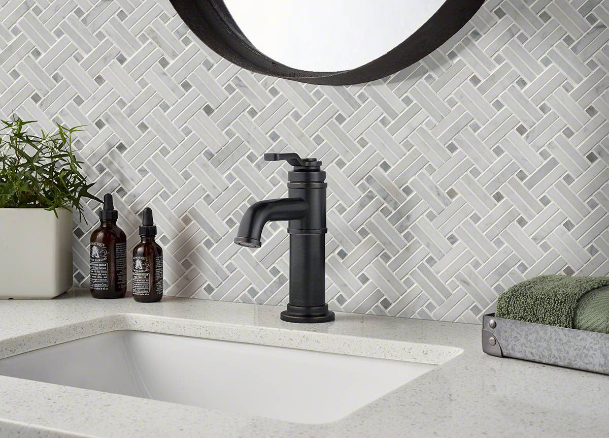 MSI Carrara White Basketweave Polished Marble Mosaic Tile