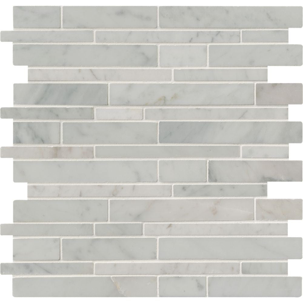 MSI Carrara White RSP Pattern Polished Marble Mosaic Tile
