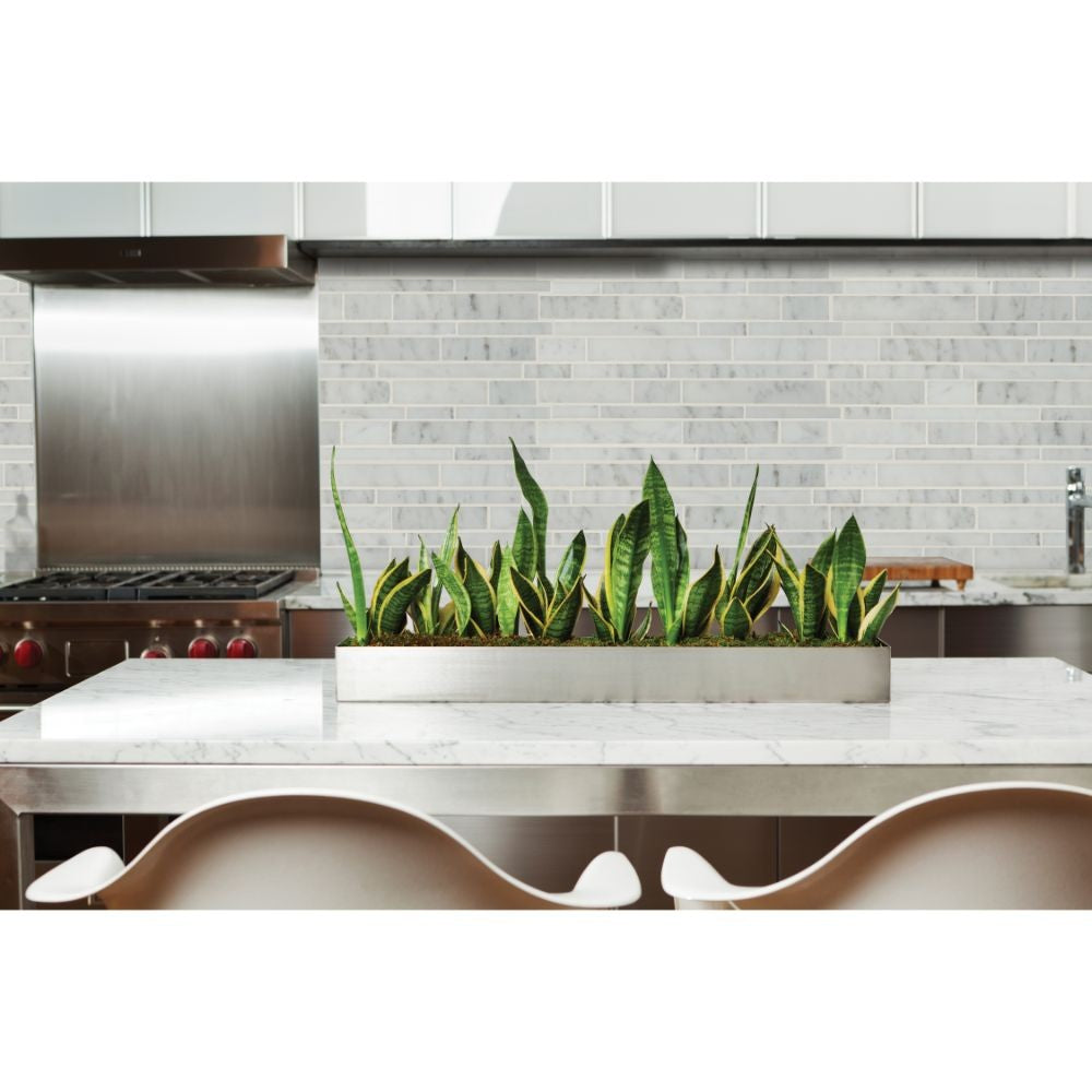 MSI Carrara White RSP Pattern Polished Marble Mosaic Tile