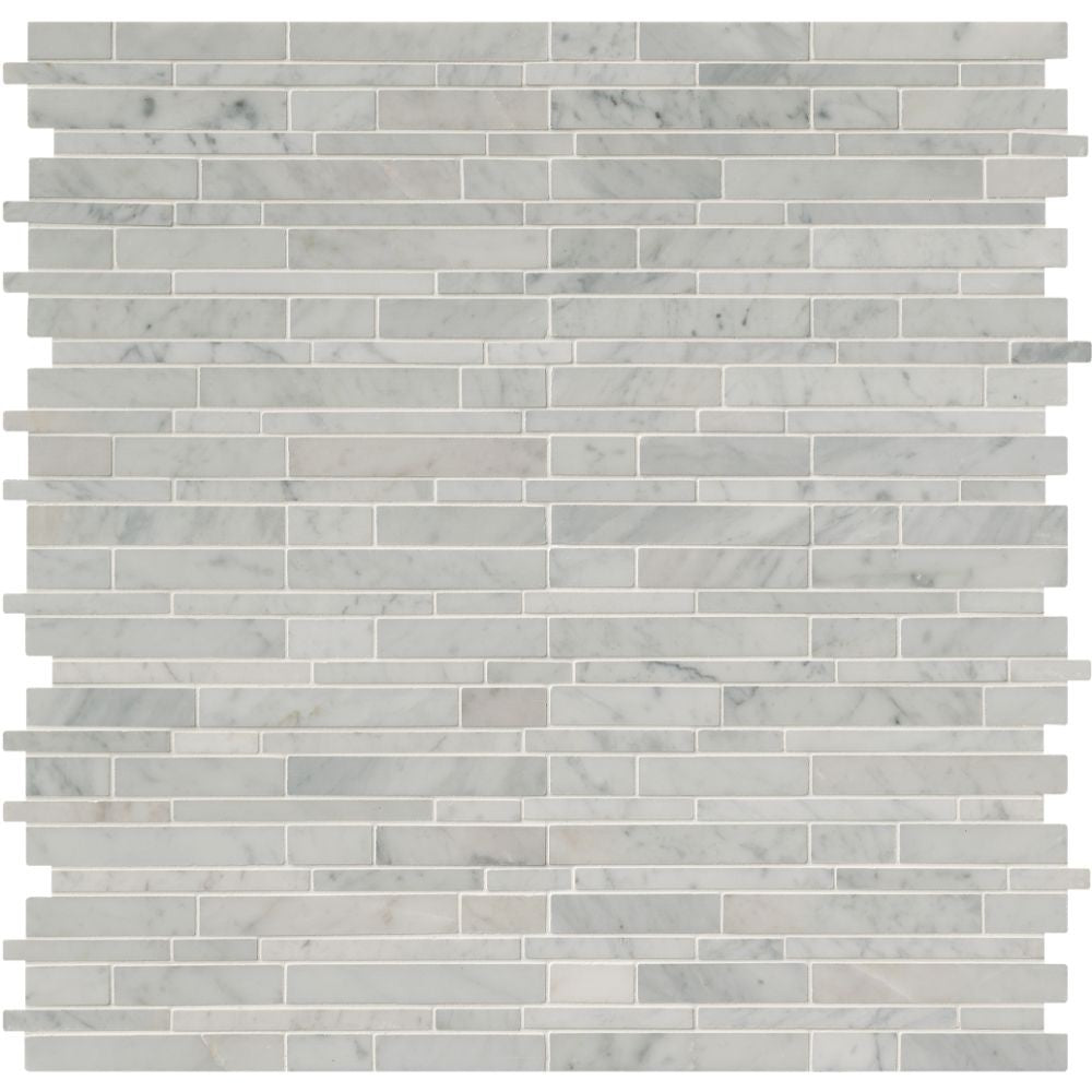 MSI Carrara White RSP Pattern Polished Marble Mosaic Tile