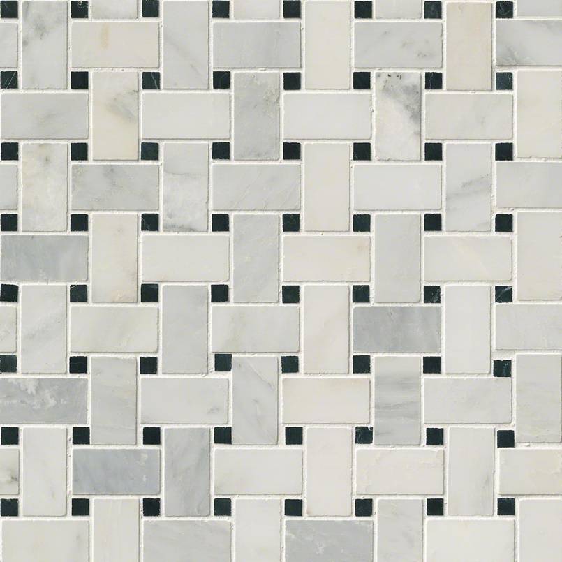 MSI Greecian White Basketweave Polished Marble Mosaic Tile