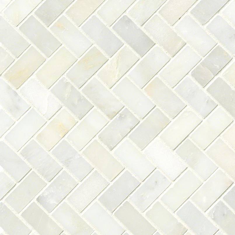MSI Greecian White Herringbone Polished Marble Mosaic Tile