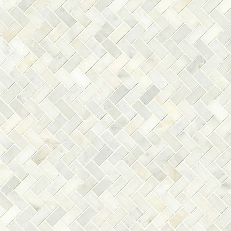 MSI Greecian White Herringbone Polished Marble Mosaic Tile