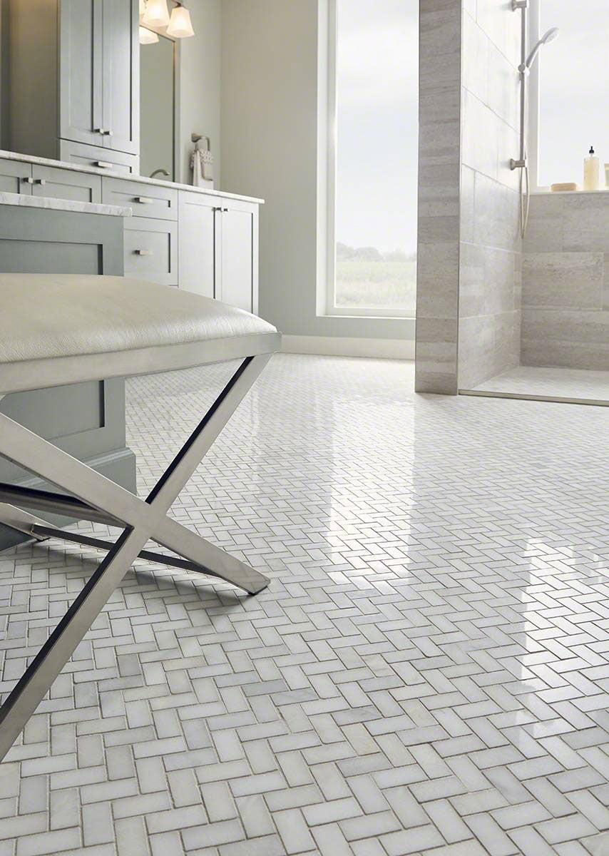 MSI Greecian White Herringbone Polished Marble Mosaic Tile