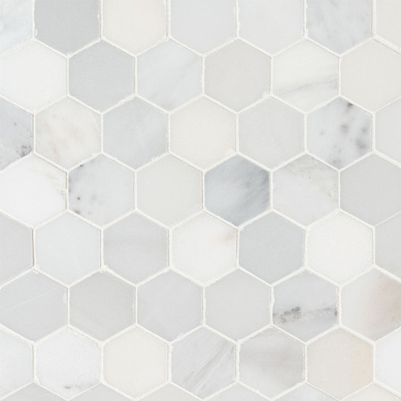 MSI Arabescato Carrara 2 in. Hexagon Honed Marble Mosaic Tile