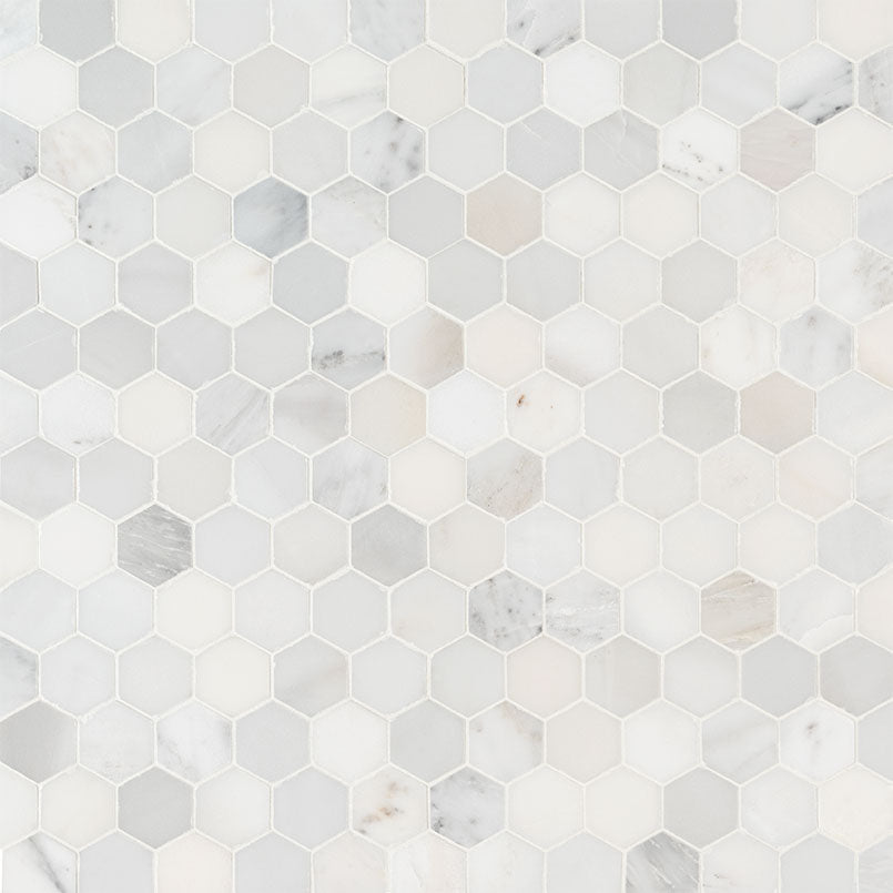 MSI Arabescato Carrara 2 in. Hexagon Honed Marble Mosaic Tile