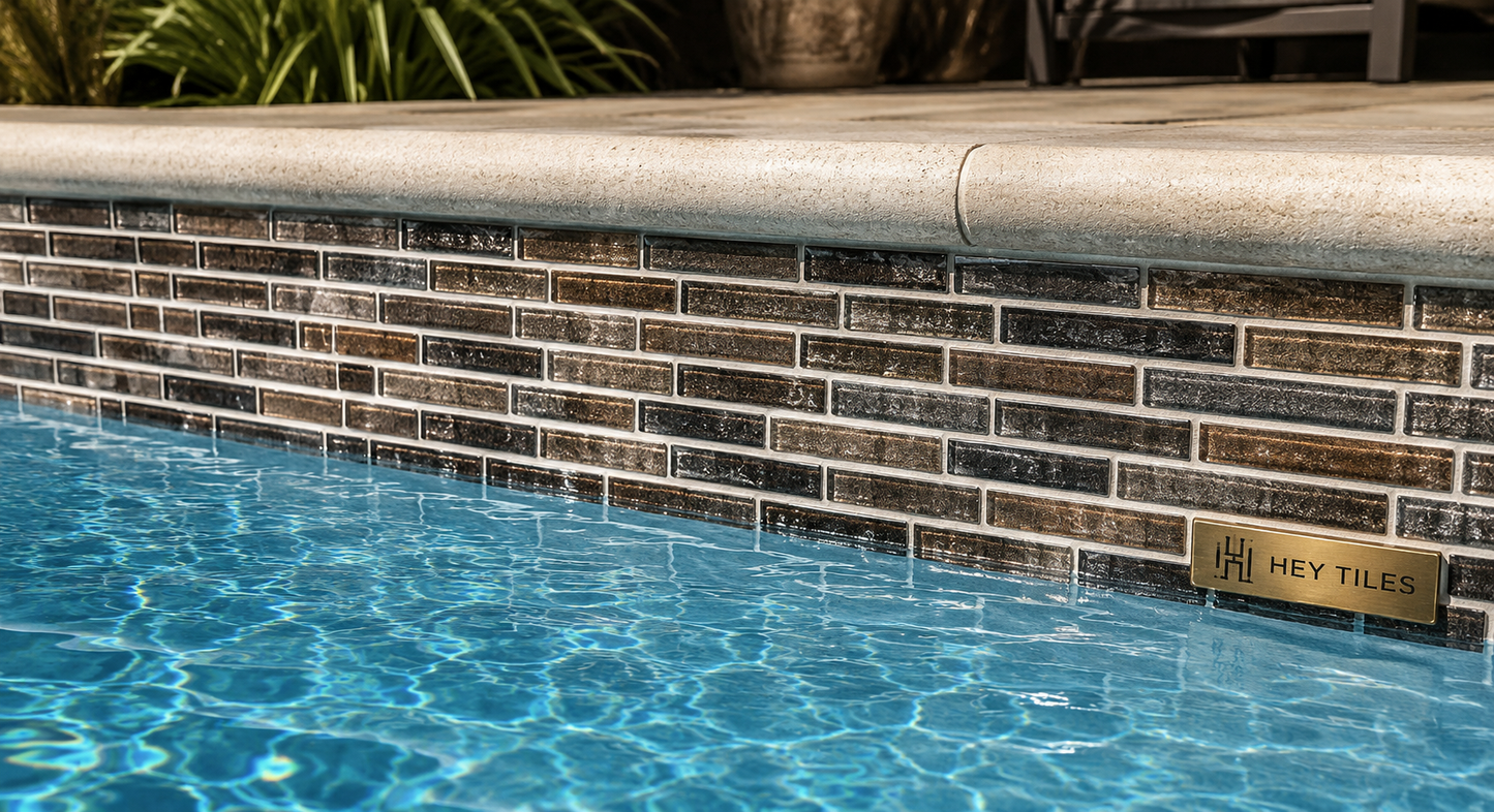 Fujiwa Lombo Series: 1/2" x 3-1/4" Wheat Glossy Porcelain Pencil Mosaic Tile