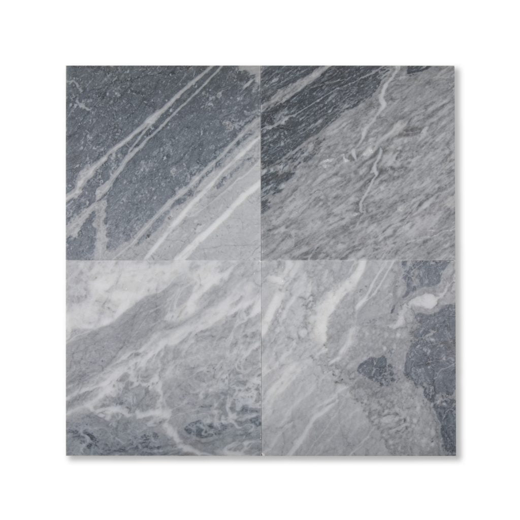 12x12 Bardiglio Italian Gray Marble, 3/8 - Hey Tiles