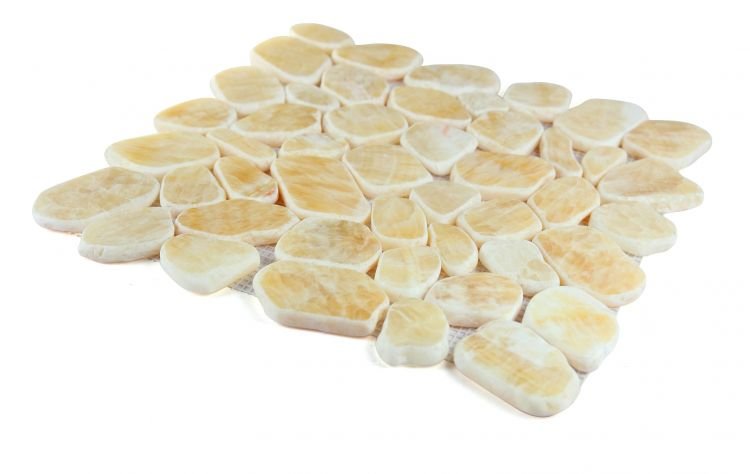 12x12 Honey Onyx Pebble Mosaic Tile Tumbled - Hey Tiles