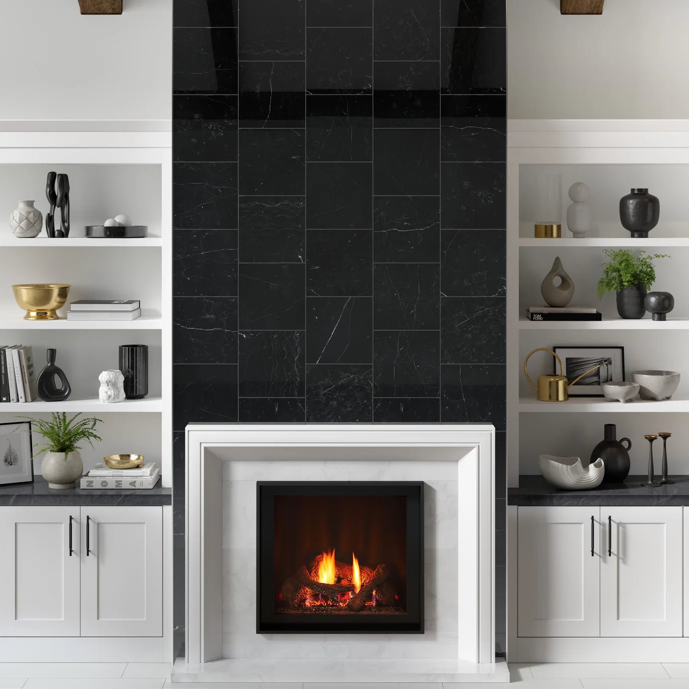 12x12 Nero Marquina Marble, 3/8 - Hey Tiles