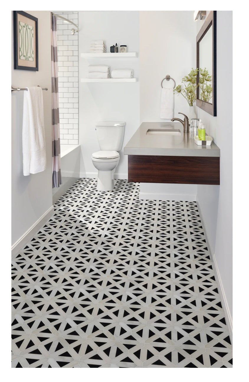 12x12 Retro Fretwork Polished Mosaic Tile - Hey Tiles