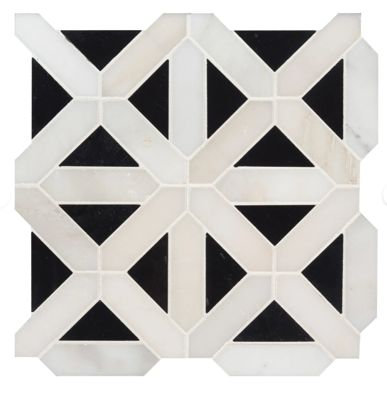 12x12 Retro Fretwork Polished Mosaic Tile - Hey Tiles