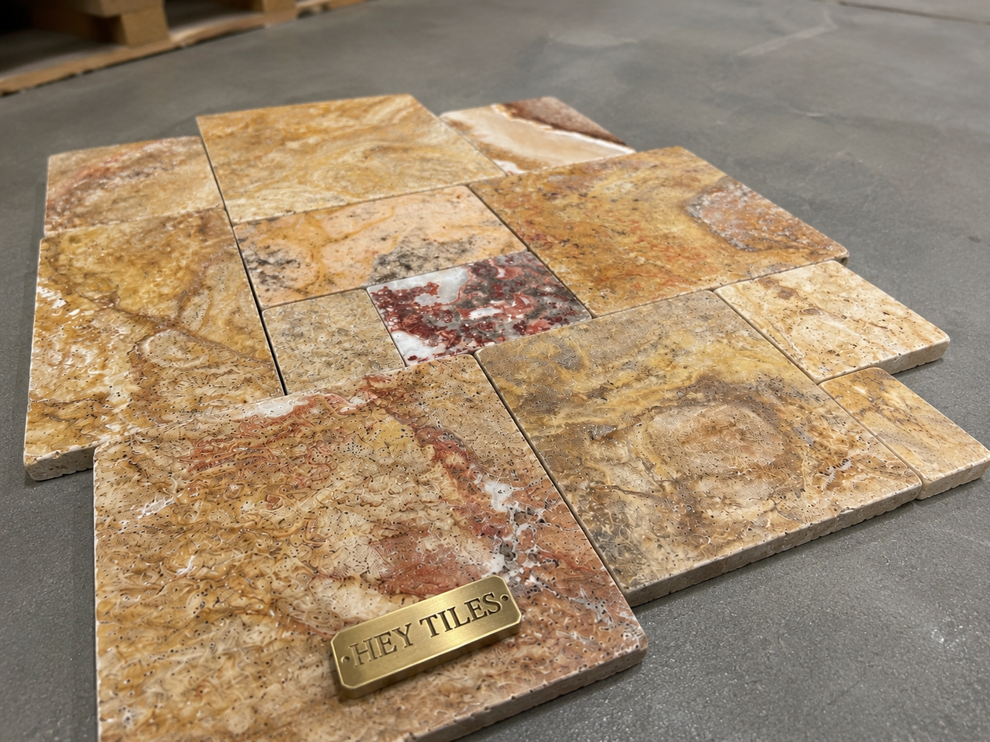 Scabos Tumbled Travertine Versailles (French) Pattern Floor and Wall Tile Set