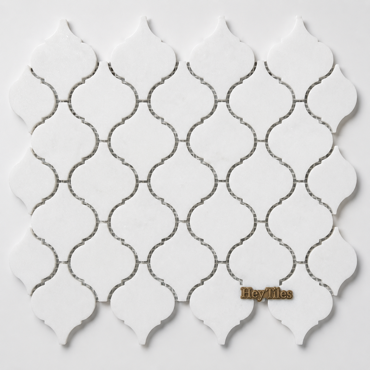3” Thassos White Arabesque Mosaic, Greek Marble 12X12