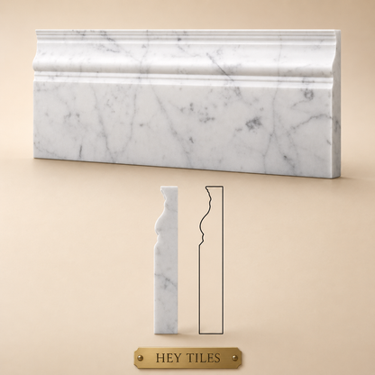 4.75" x 12" Carrara Bianco  Marble Baseboard Molding Trim — product image 2