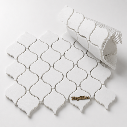 3” Thassos White Arabesque Mosaic, Greek Marble 12X12 — product image 2