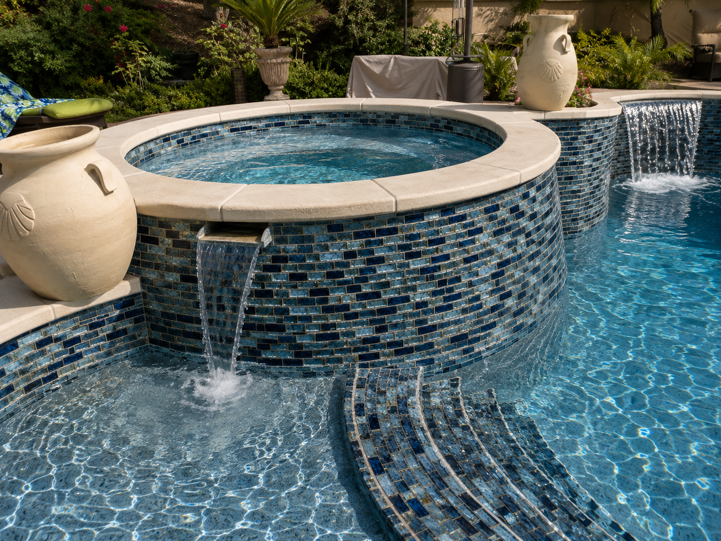 Fujiwa Pilos Series: Summer Blue Glazed Porcelain Random Block Mosaic Tile