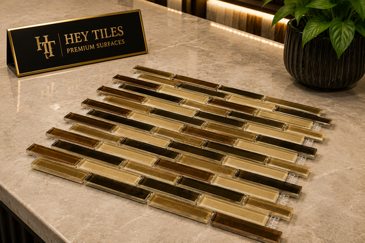 Fujiwa Lombo Series: 1/2" x 3-1/4" Sepia Porcelain Pencil Mosaic Tile