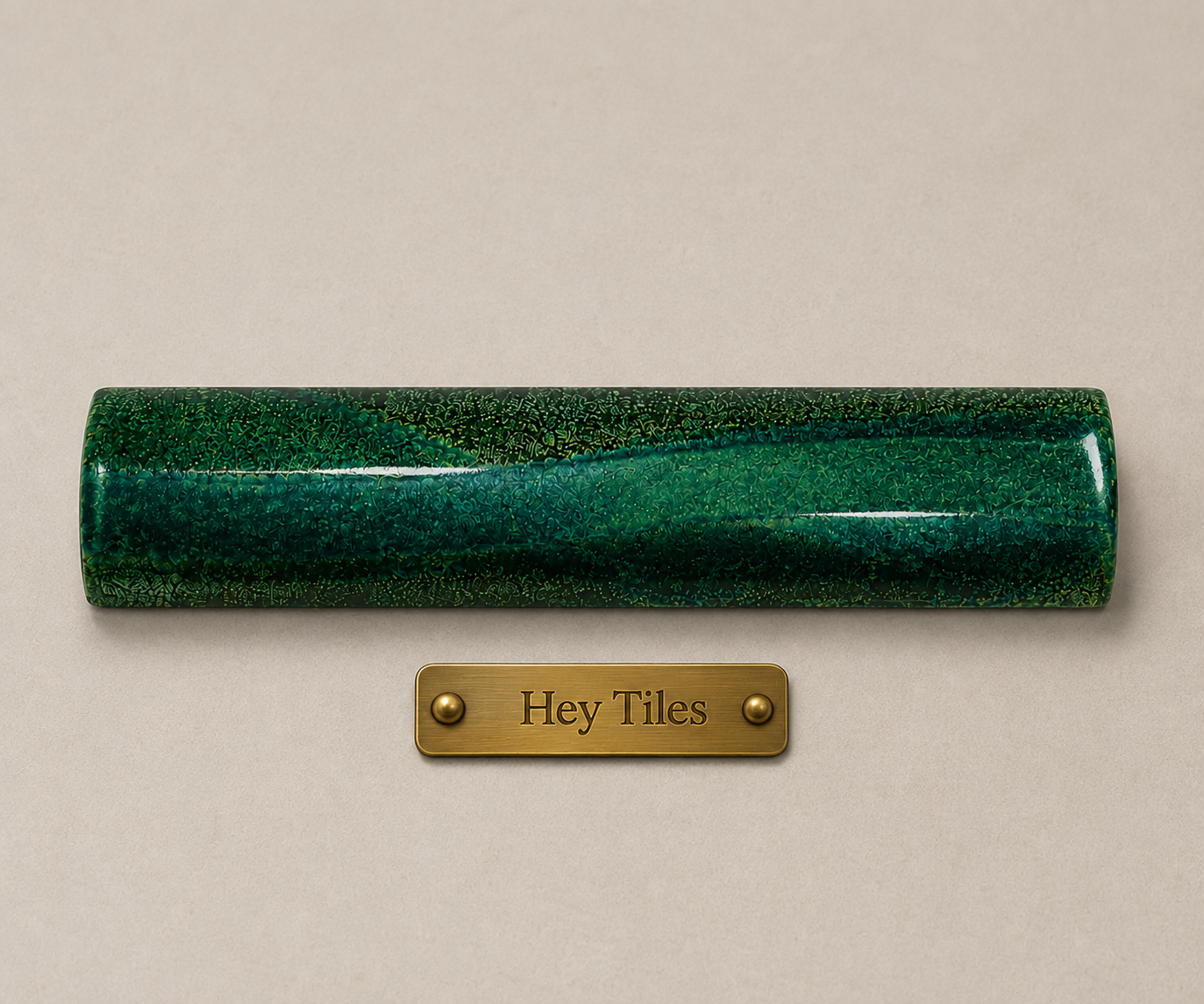 Fujiwa Lunar Series: 1" x 6" Emerald Glazed Porcelain Bead Molding Trim Tile